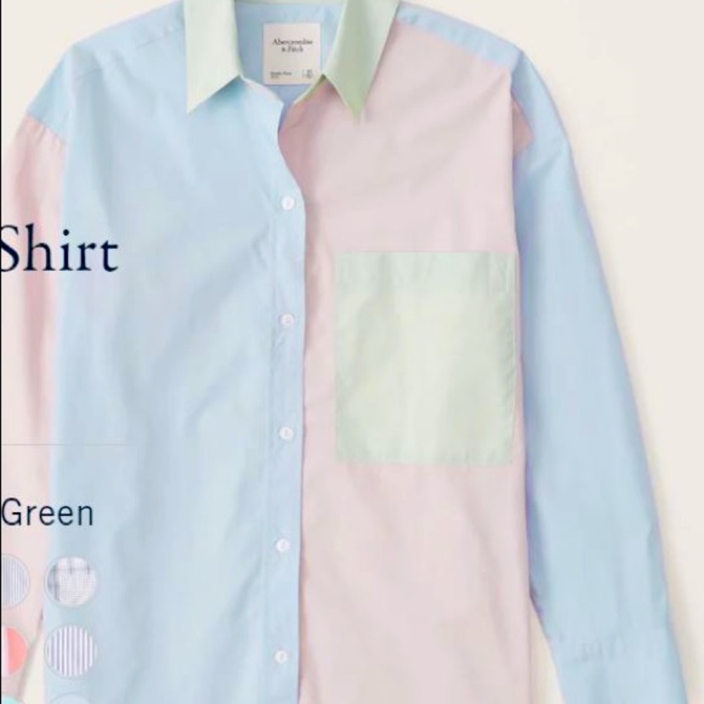 Oversized poplin color block striped shirt by Abercrombie & Fitch. XSmall.